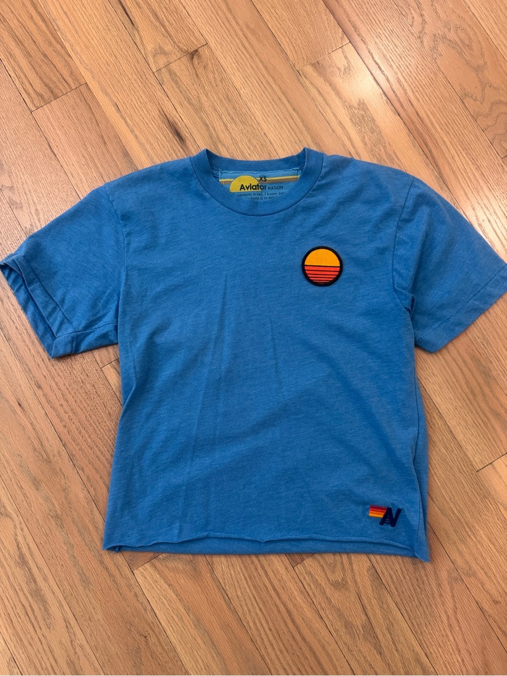 Aviator Nation Women’s Blue Sunset Patch Tee-Never Worn